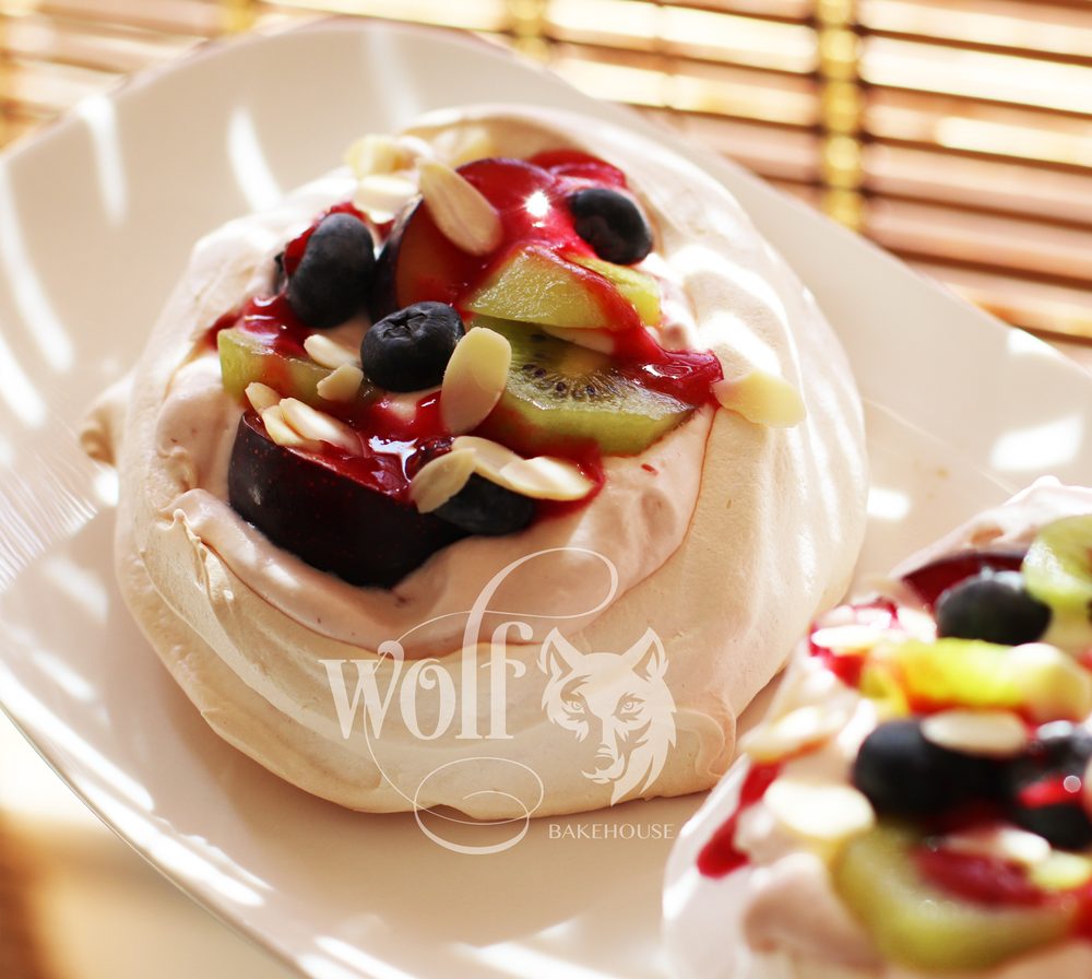 Fruit & almond pavlova by Milene Pereira at Wolf Bakehouse