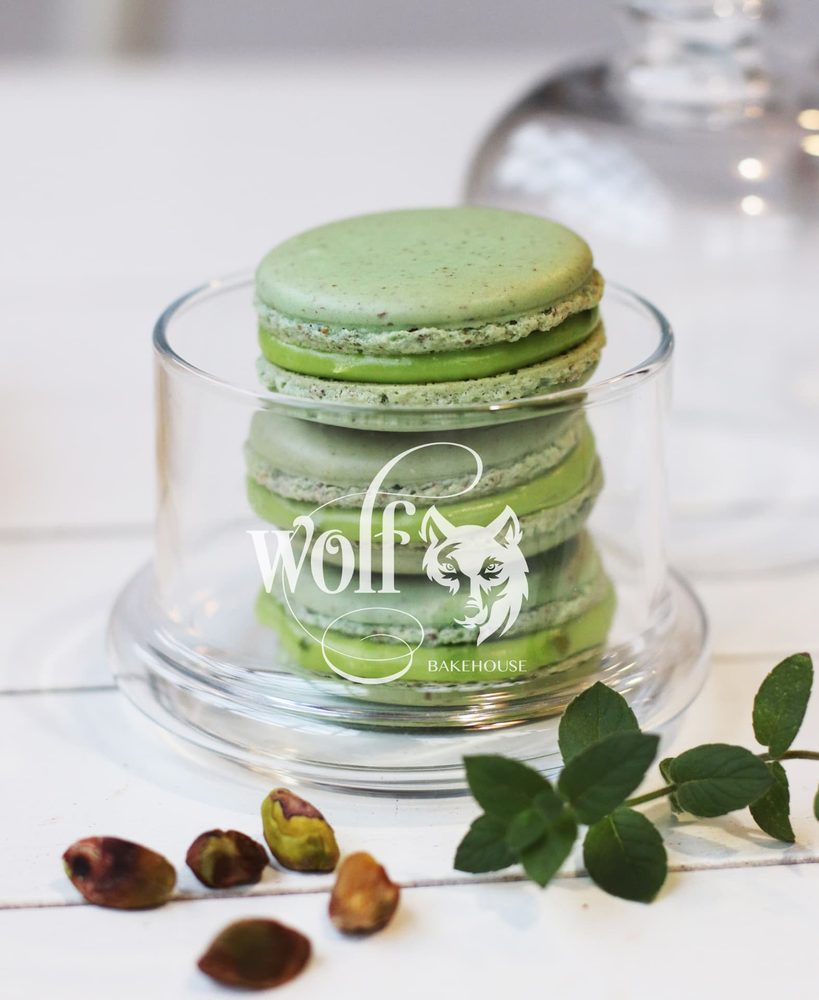 Pistachio macarons by Milene Pereira at Wolf Bakehouse