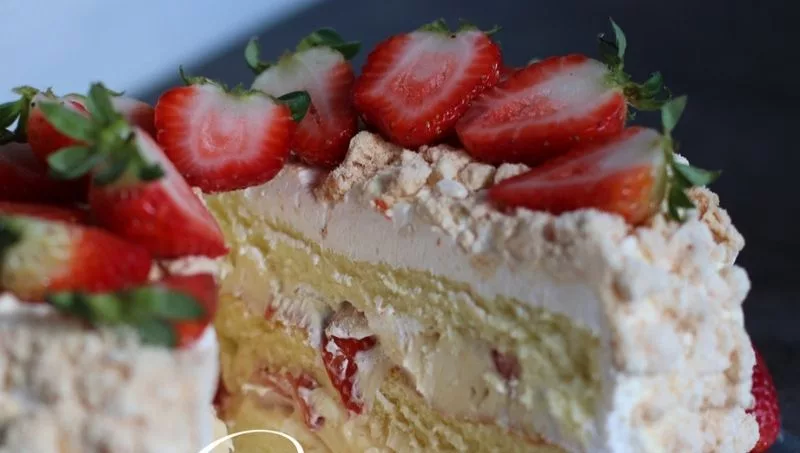 Strawberry layer cake by Milene Pereira at Wolf Bakehouse