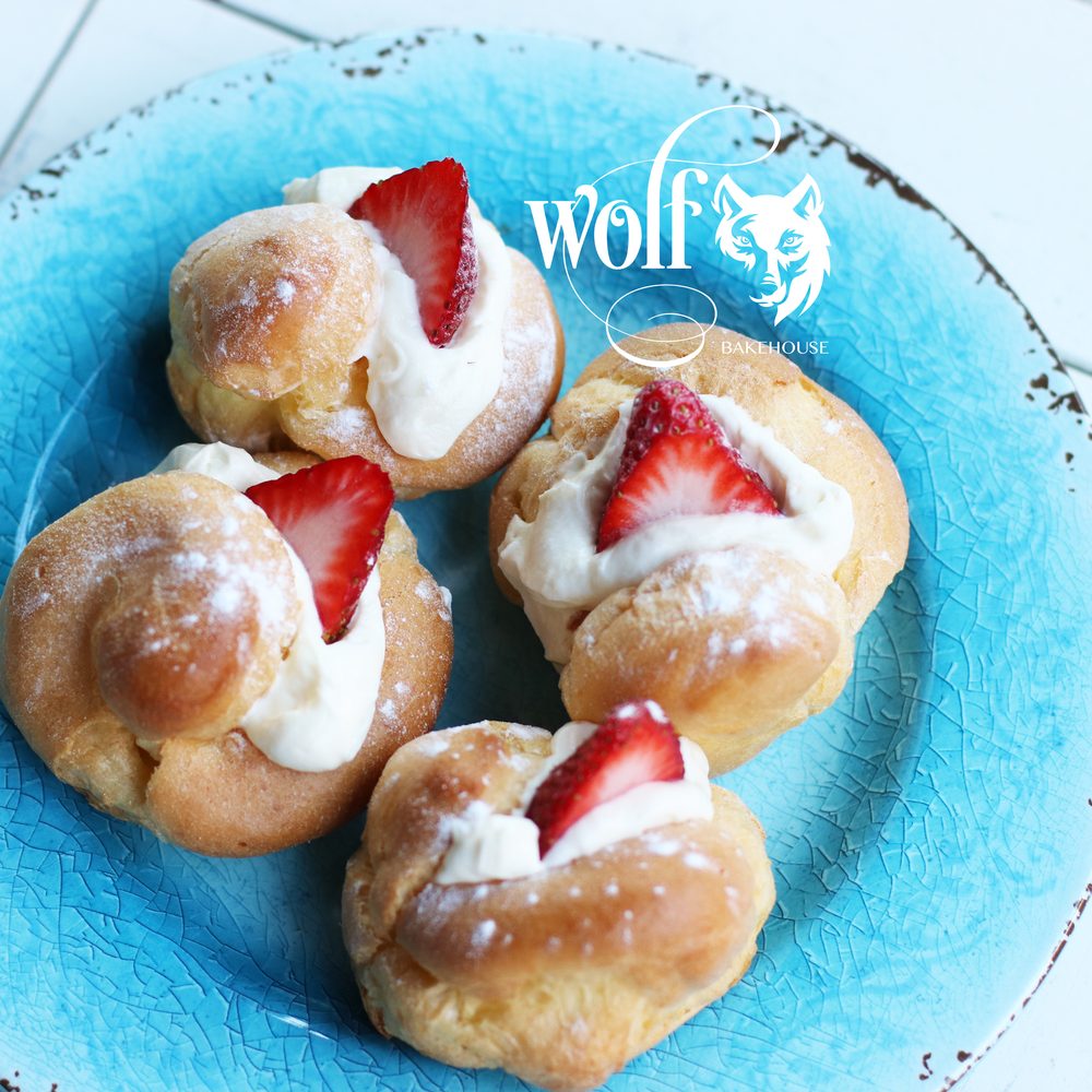 Strawberry profiteroles by Milene Pereira at Wolf Bakehouse
